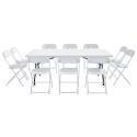 Table monobloc et chaises pliantes 10 places 200cm PEHD