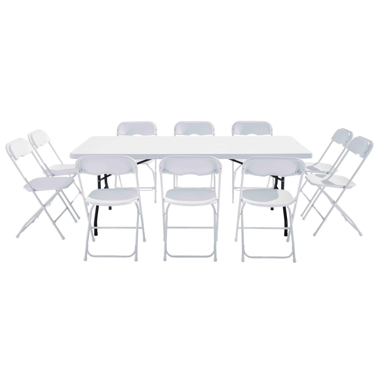 Table monobloc et chaises pliantes 10 places 200cm PEHD