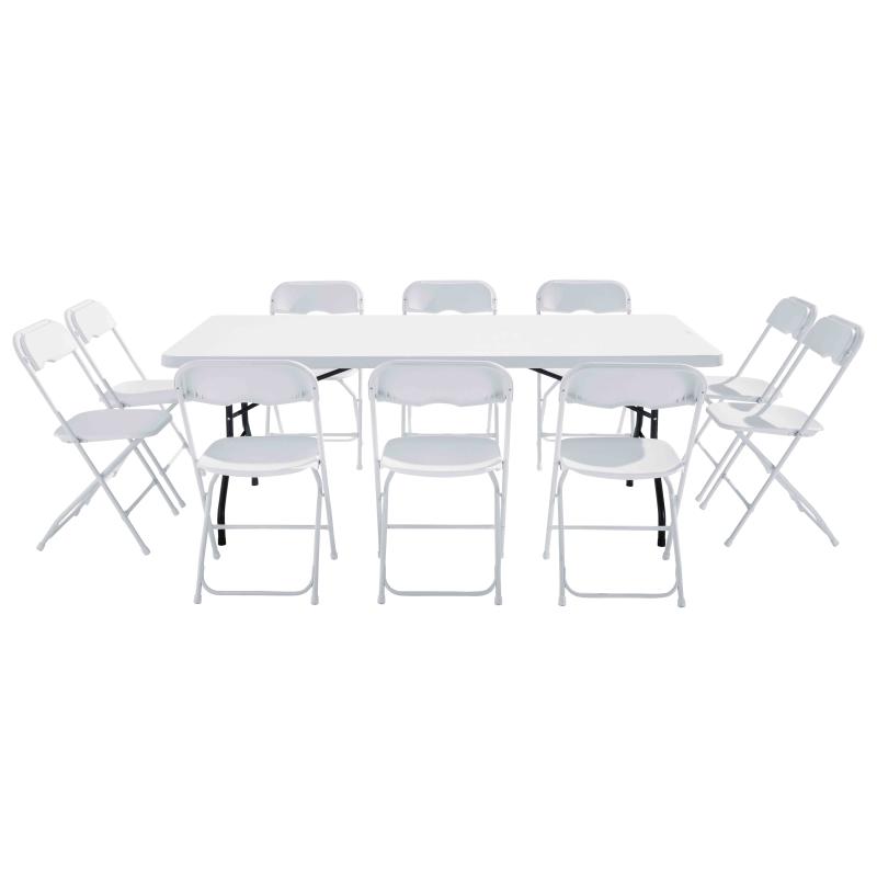 Table monobloc et chaises pliantes 10 places 200cm PEHD