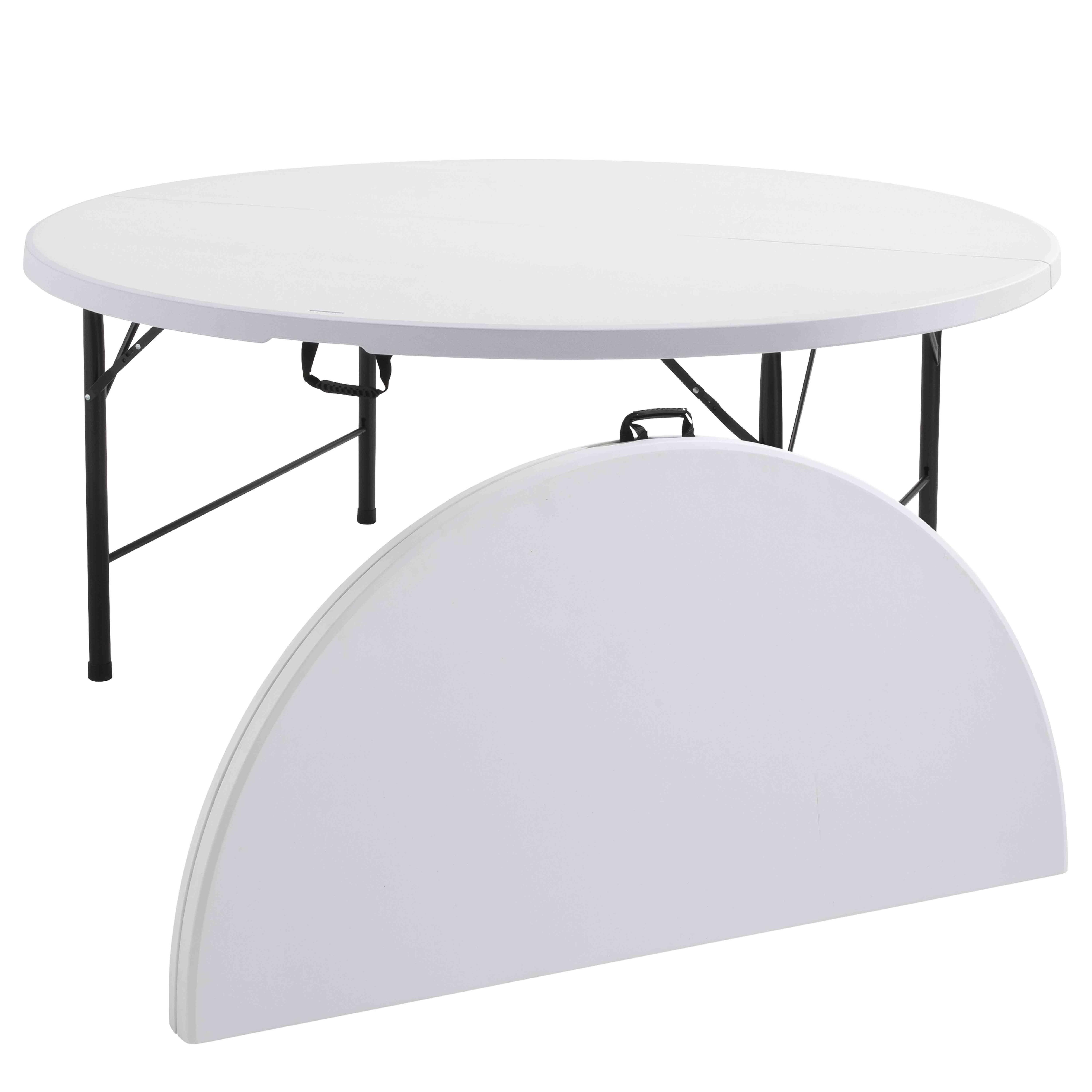 Tables rondes pliantes Ø180 cm en plastique PEHD 10 places format valise - Lot de 5