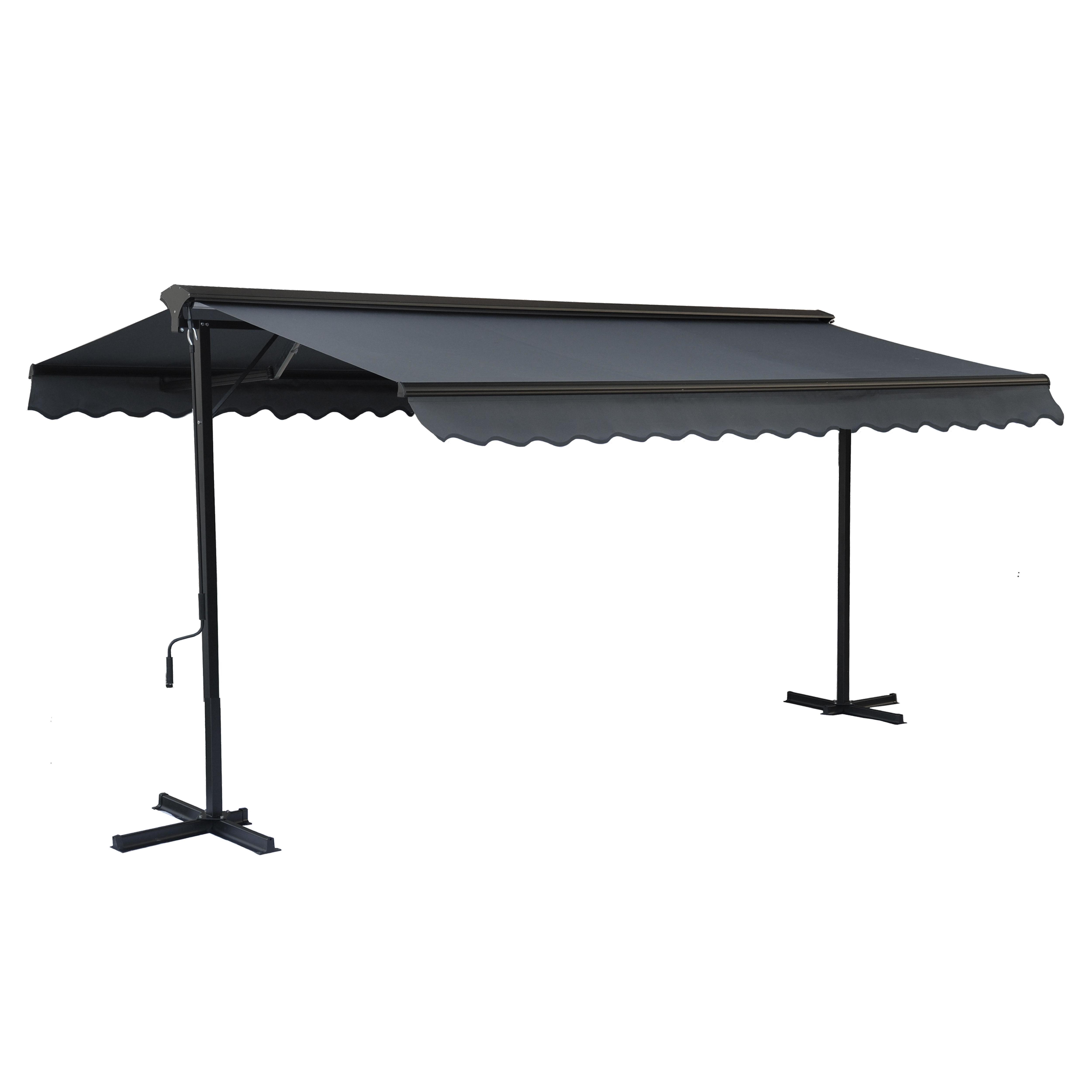 Store banne double pente en aluminium avec coffre - 3x4m