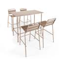 Table haute rectangulaire en métal 120 cm - 6 places