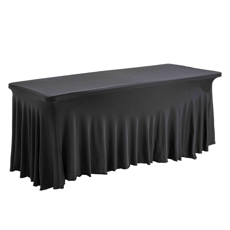 Table pliante en PEHD 180 cm 8 places + nappe drapée noire
