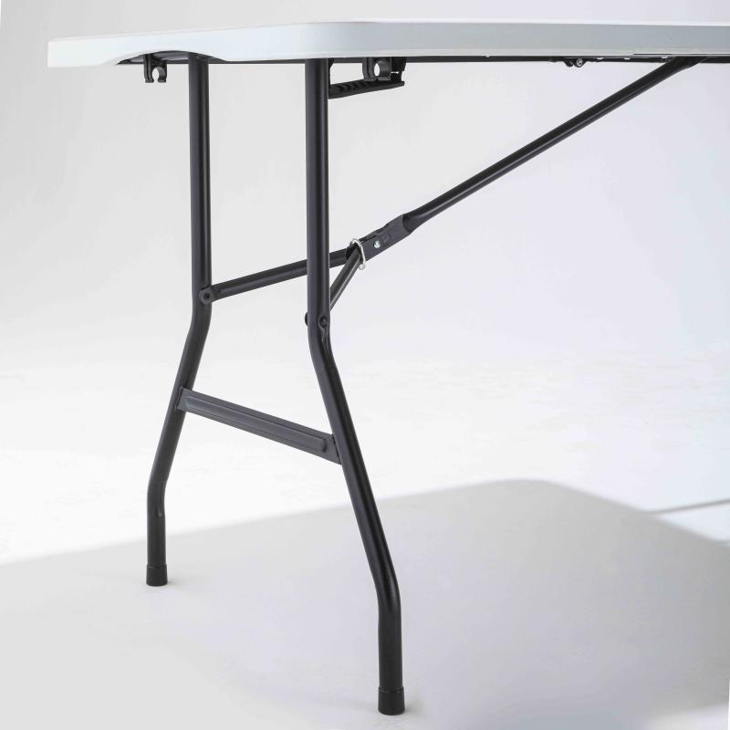 Table pliante en PEHD 180 cm 8 places + nappe drapée noire