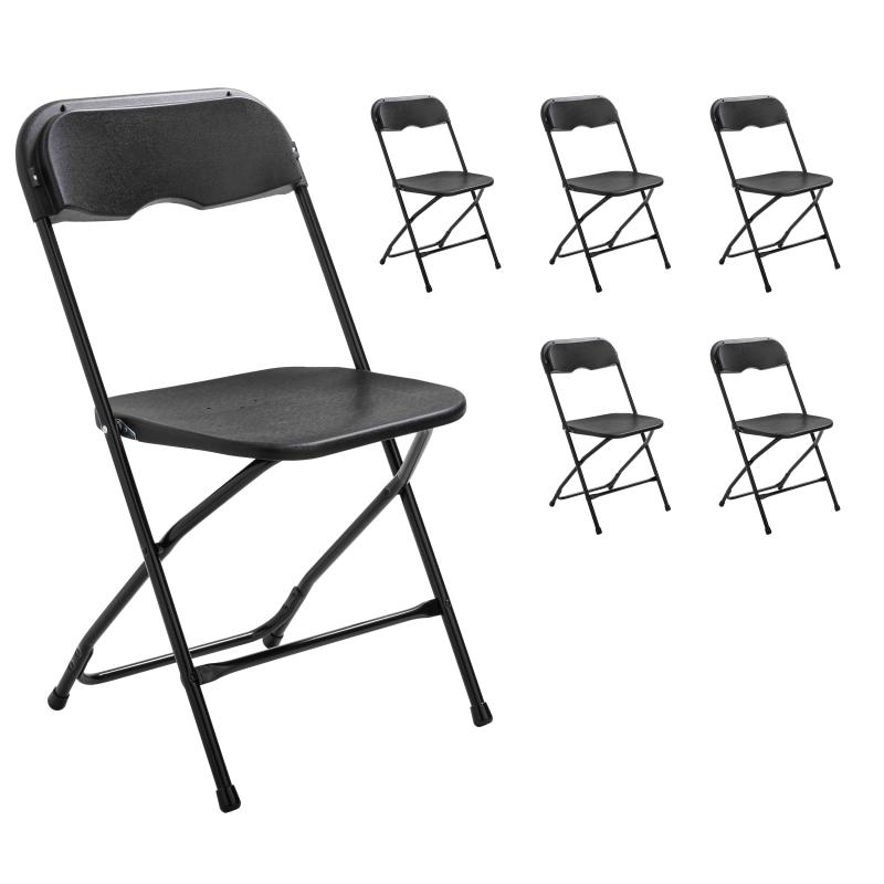 Lot de 6 chaises pliantes noires de réception