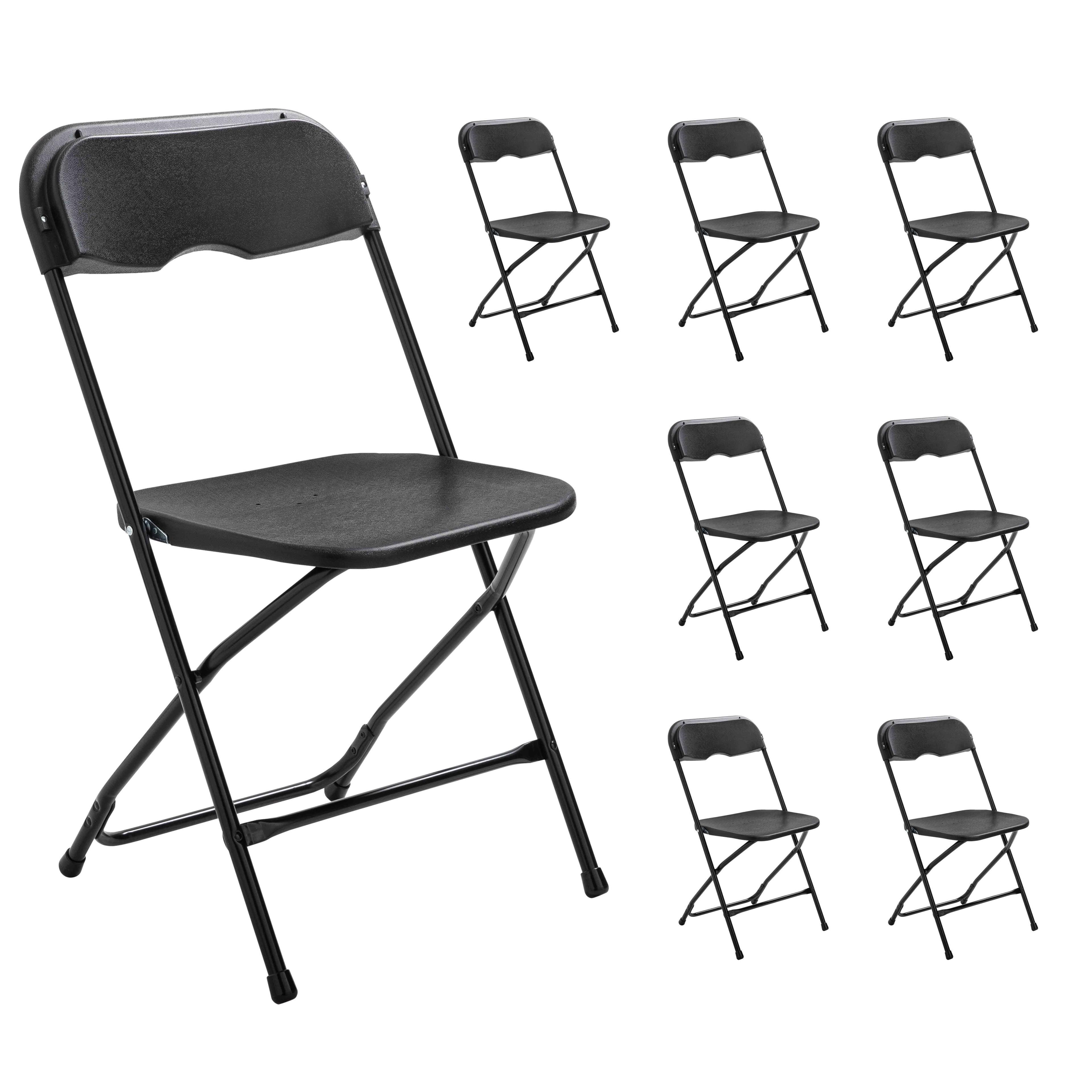 Lot de 8 chaises pliantes noires de réception en PEHD