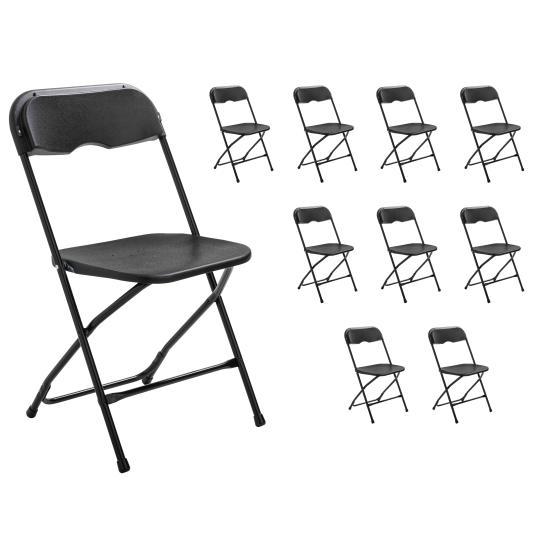 Chaises pliantes noires de réception Lot de 10