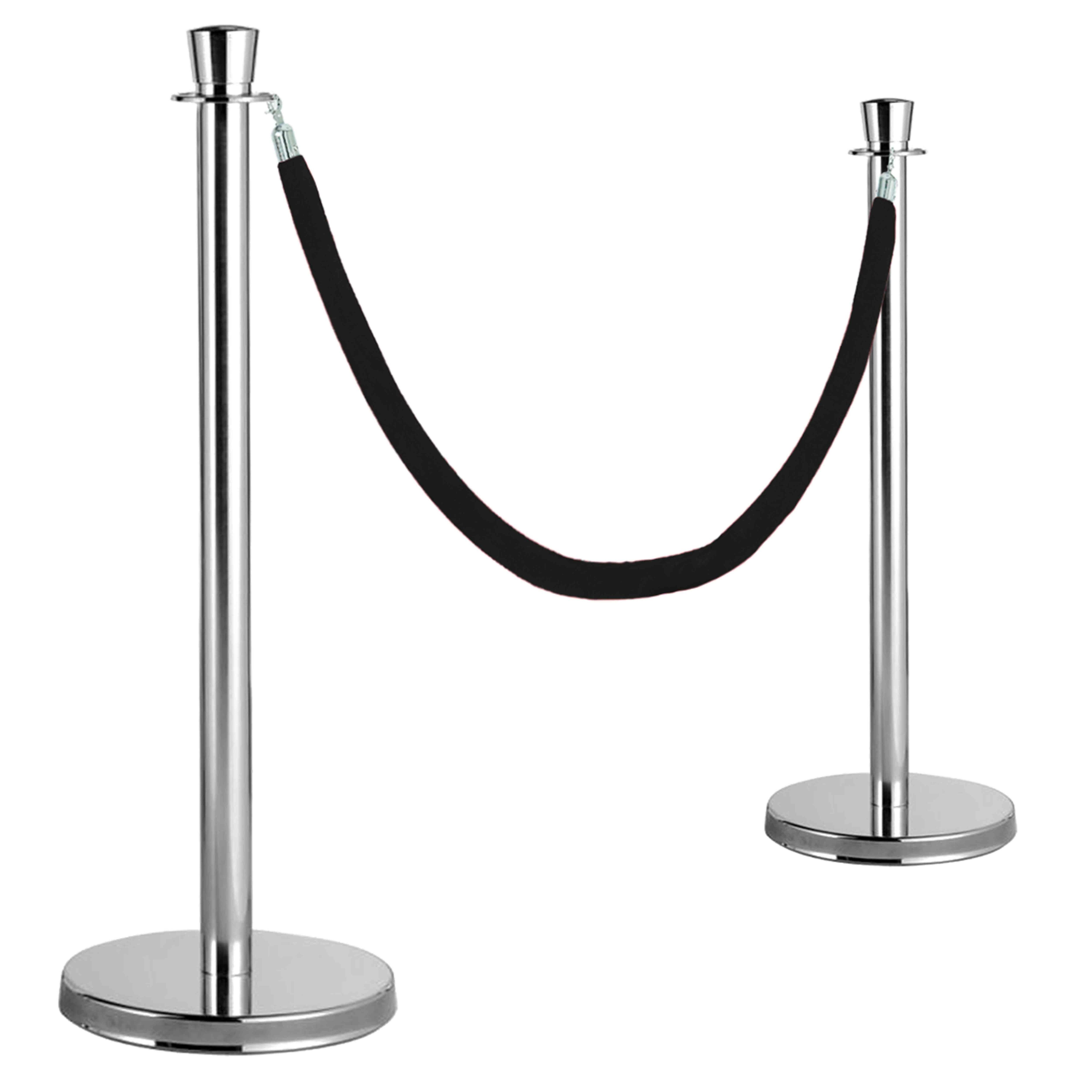 Poteaux de guidage inox et cordon velours noir