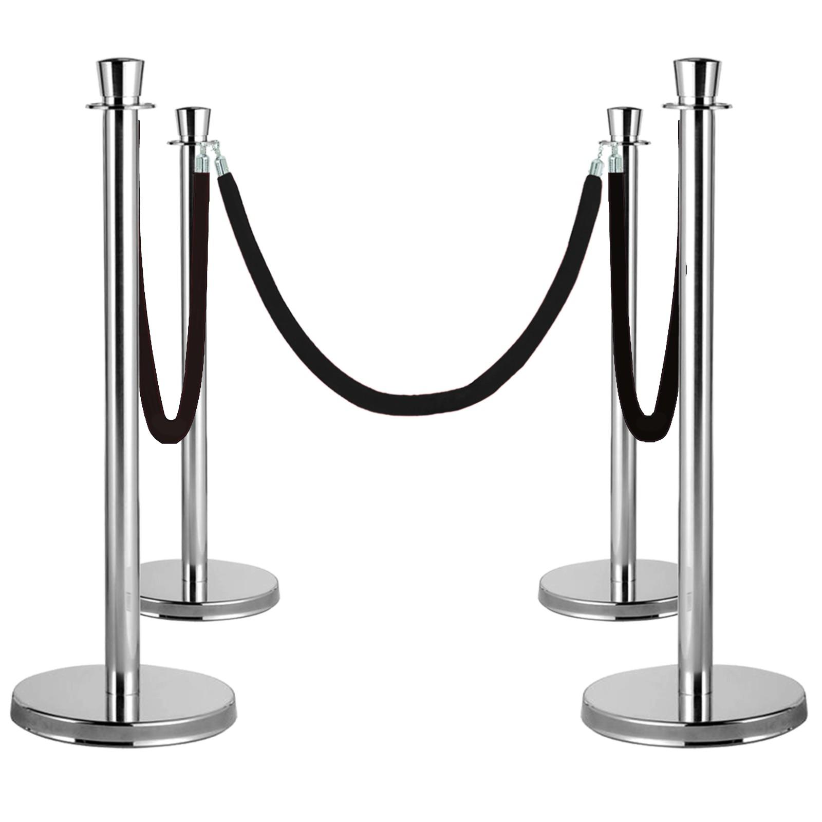 4 poteaux de guidage et 3 cordons noirs 4 poteaux de guidage et 3 cordons noirs