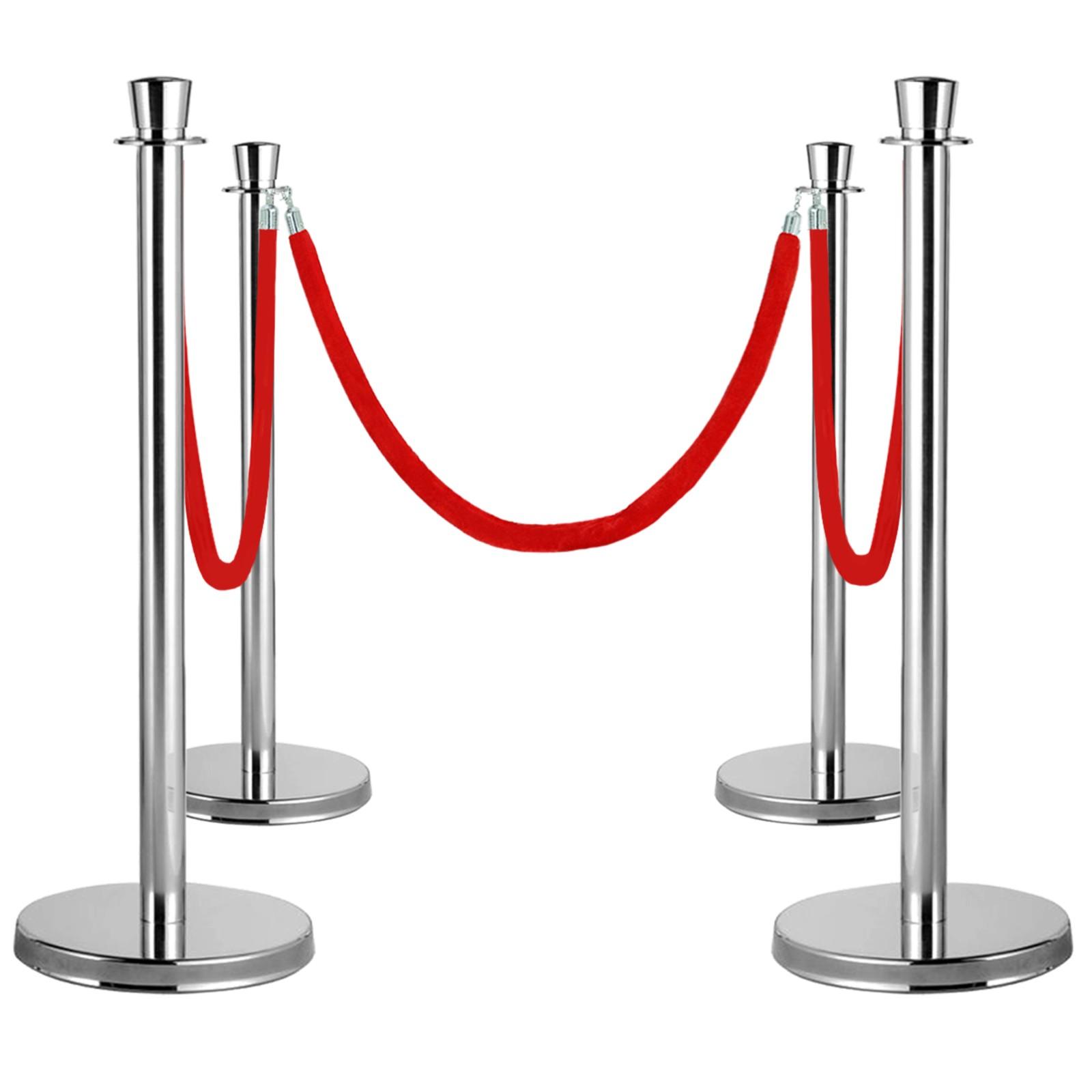 4 poteaux de guidage et cordons en velours rouges