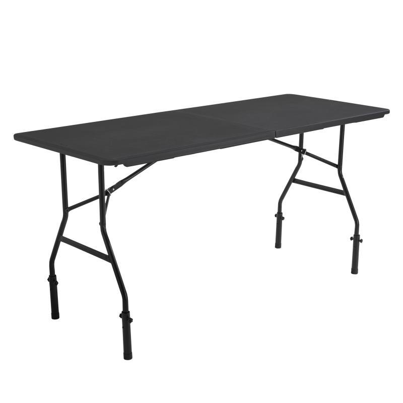 Table pliante noire 180 cm avec 4 réhausses