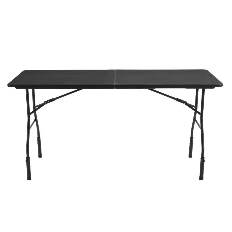 Table pliante noire 180 cm avec 4 réhausses