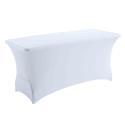 Table pliante 180cm avec 4 rehausseurs et nappe stretch blanche
