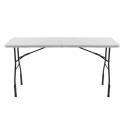 Table pliante 180cm avec 4 rehausseurs et nappe stretch blanche