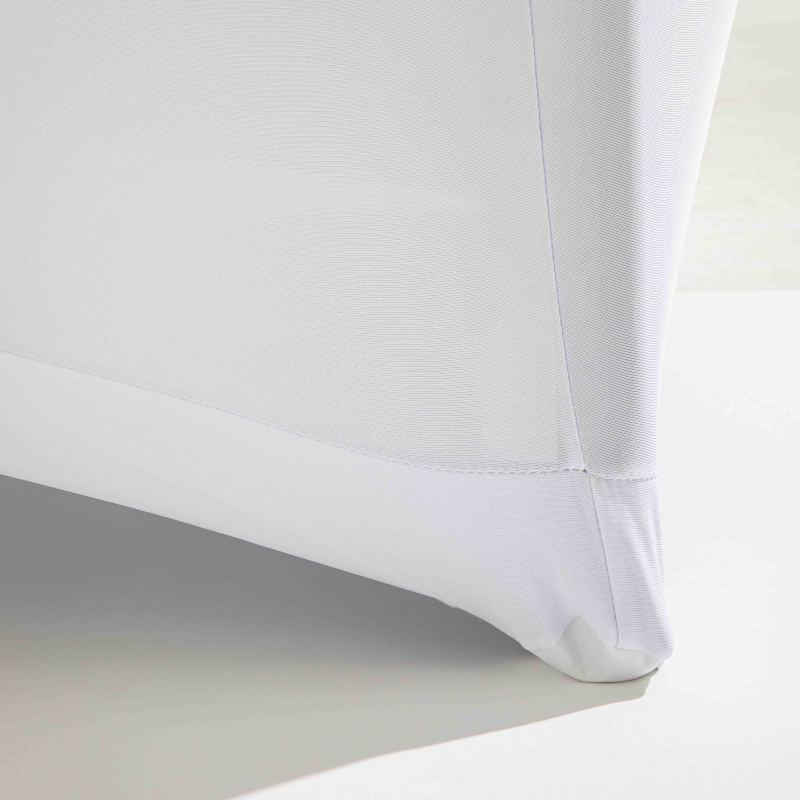 Table pliante 180cm avec 4 rehausseurs et nappe stretch blanche