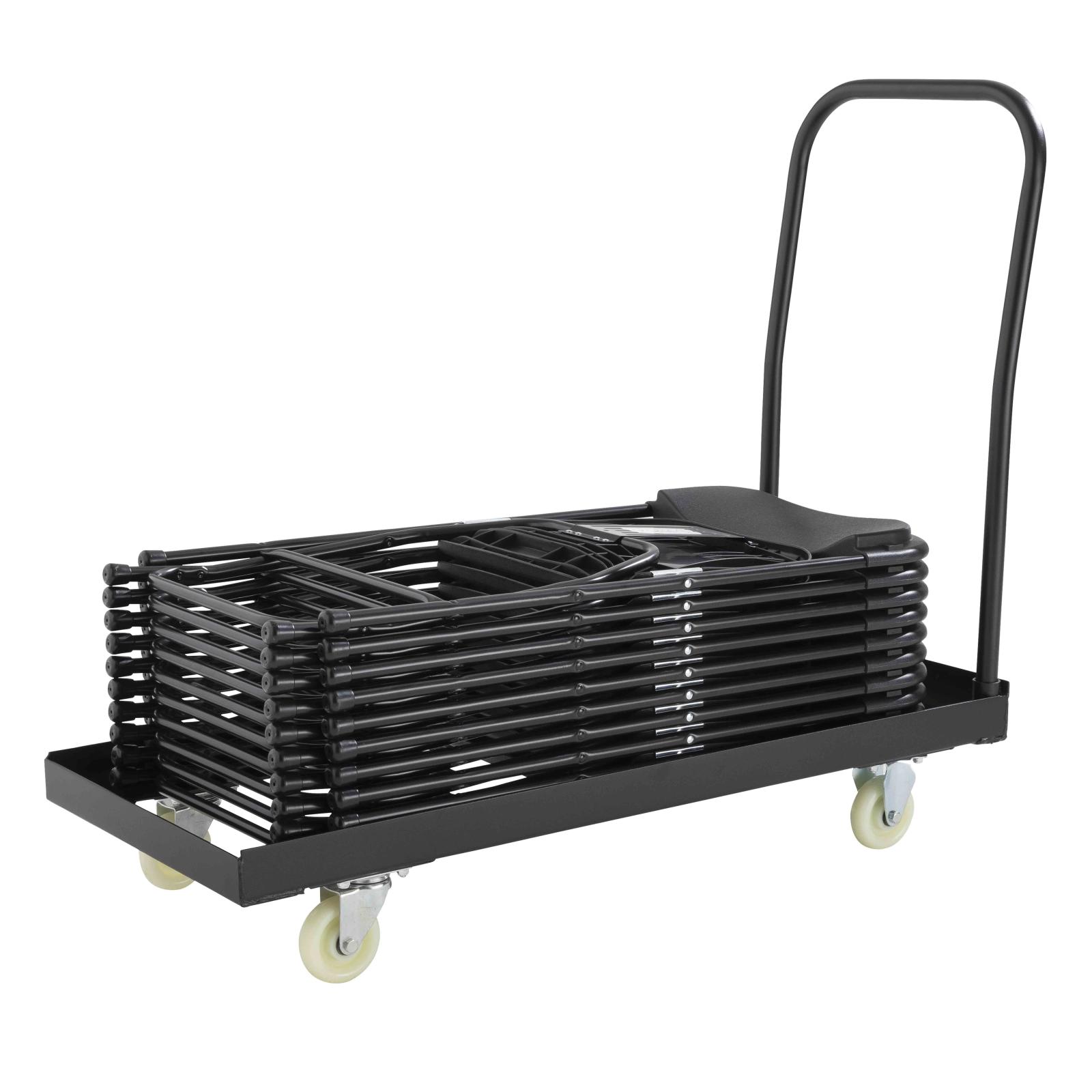50 chaises pliantes noires+ Chariot de transport