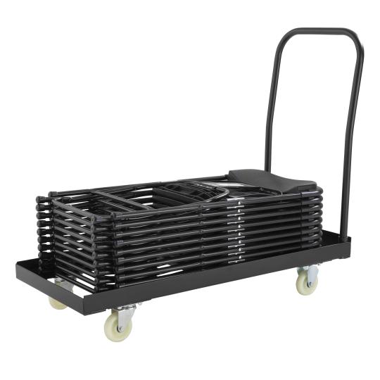 50 chaises pliantes noires+ Chariot de transport