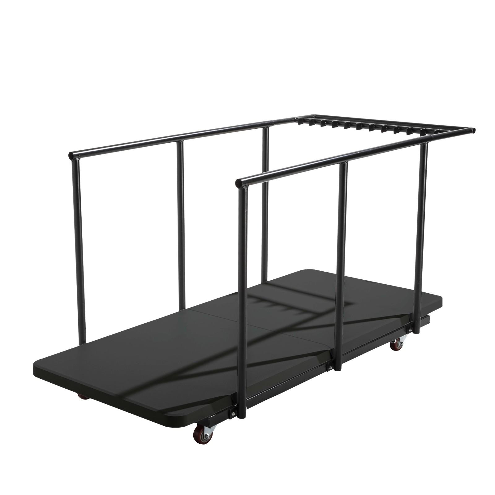 Lot de 18 tables pliantes noires 180 cm + chariot de transport