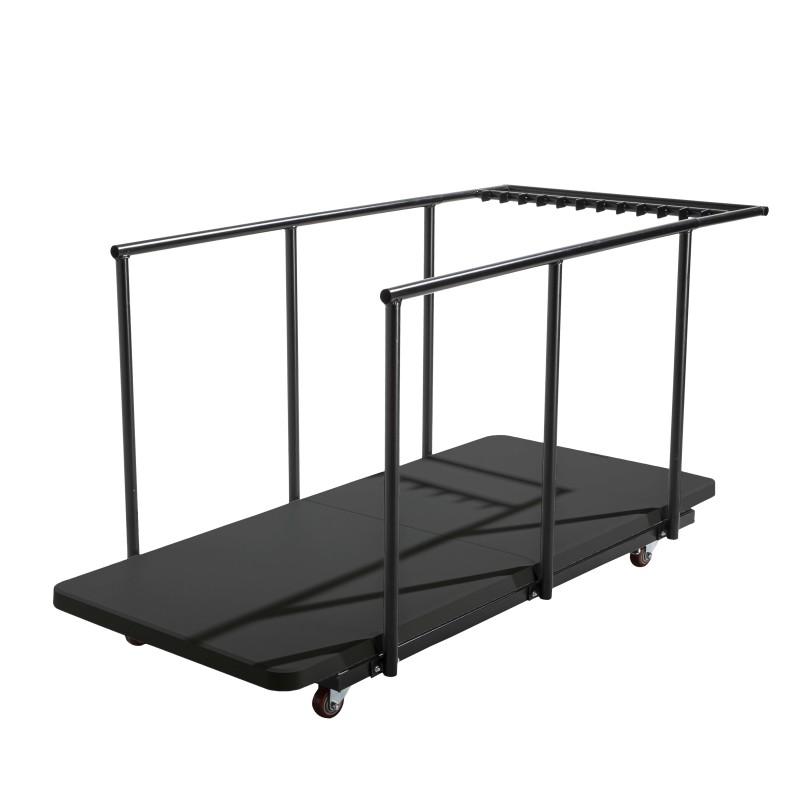Lot de 18 tables pliantes noires 180 cm + chariot de transport