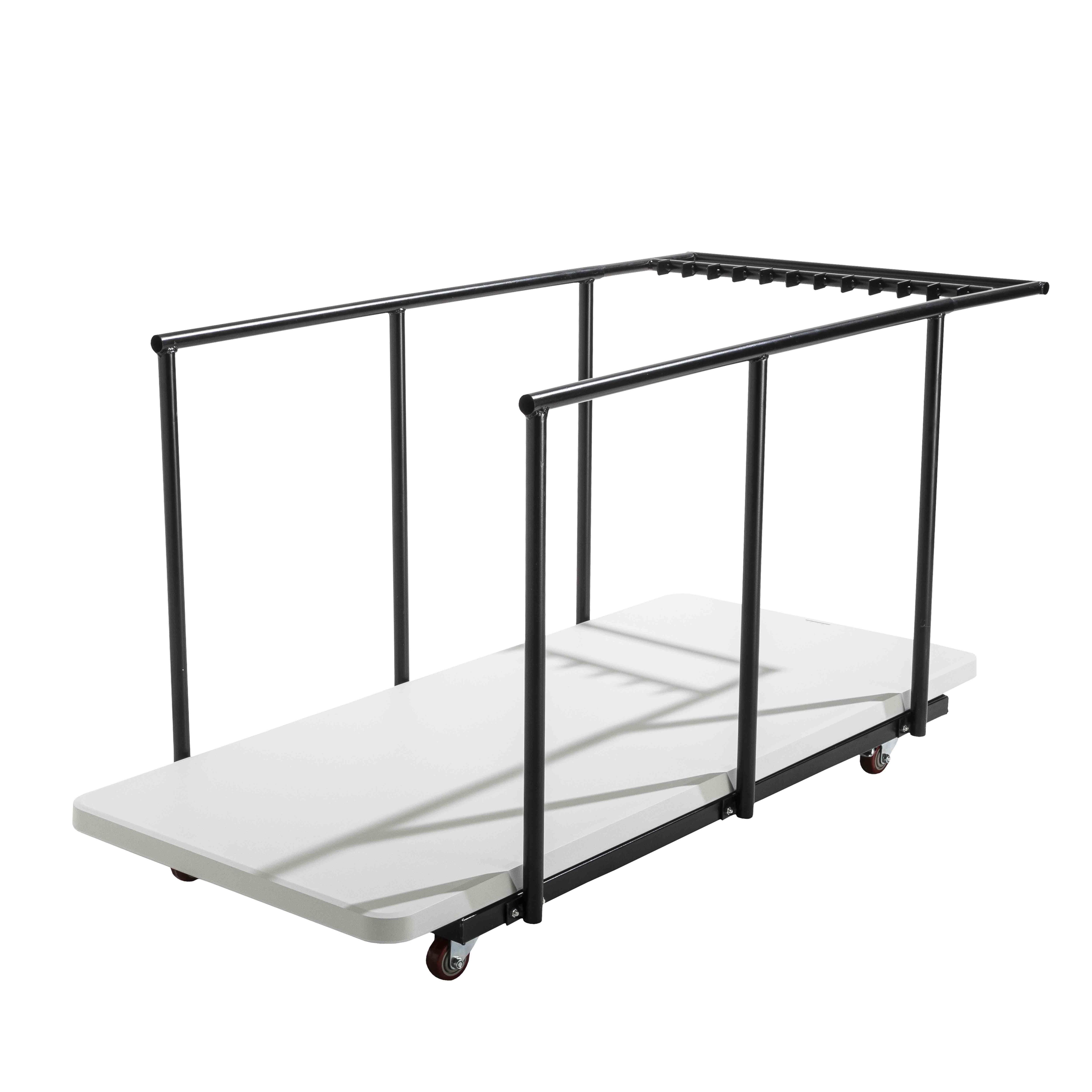 Lot de 18 tables pliantes monobloc 180 cm et chariot de transport - Plastique
