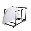 Lot de 6 tables pliantes ronde en PEHD 180 cm + chariot de transport