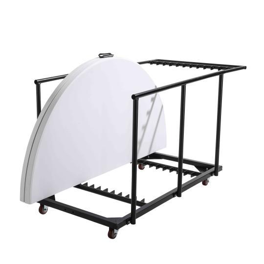 Lot de 6 tables pliantes ronde en PEHD 180 cm + chariot de transport