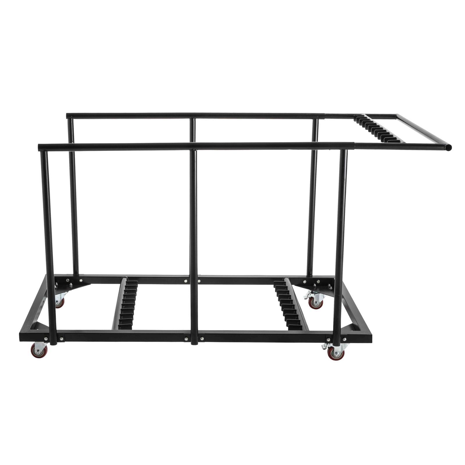 Lot de 6 tables pliantes ronde en PEHD 180 cm + chariot de transport