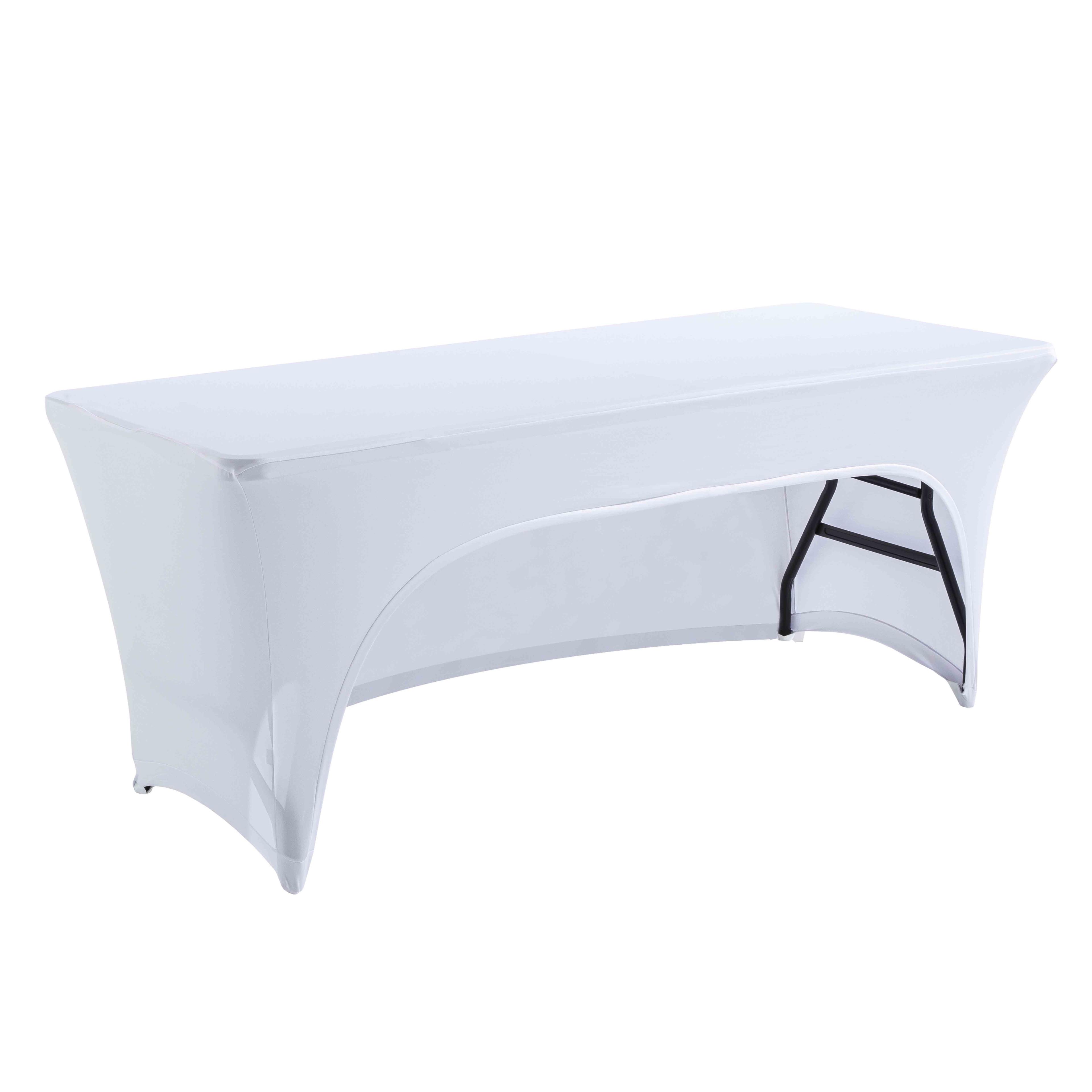 Nappe blanche élastique avec ouverture pour table 180 cm