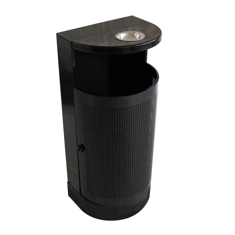 Poubelle murale d'extérieur en acier et cendrier - 29 L