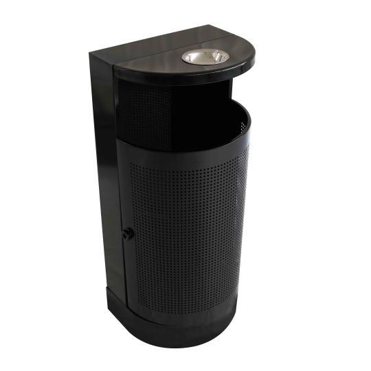 Poubelle murale d'extérieur en acier et cendrier - 29 L