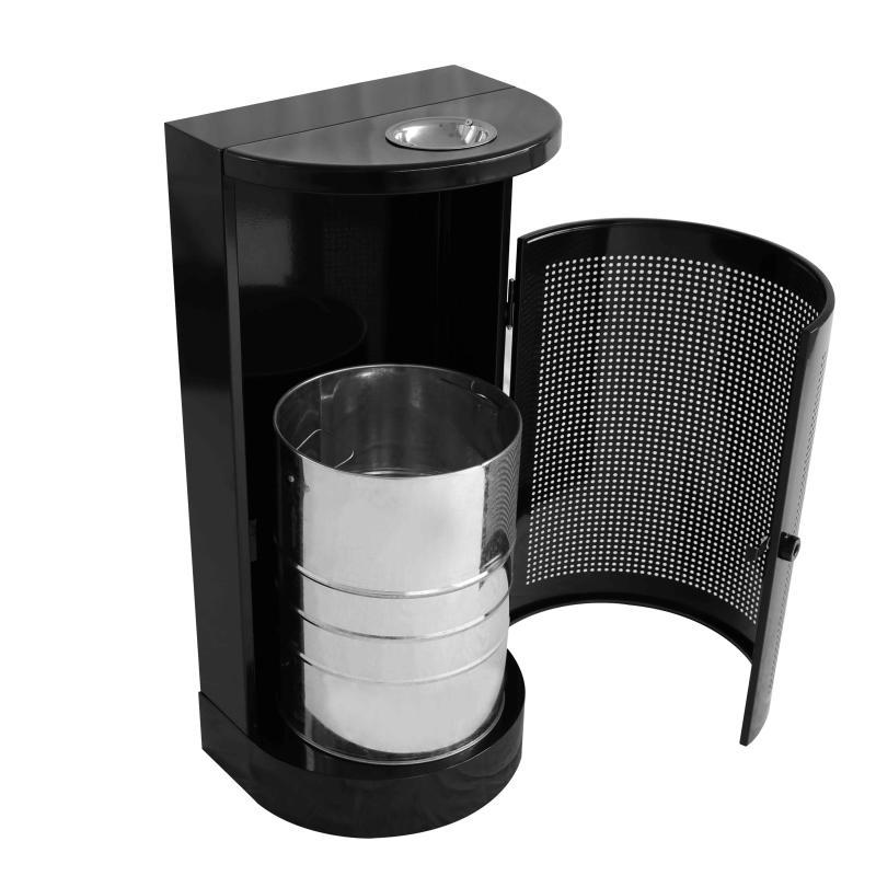 Poubelle murale d'extérieur en acier et cendrier - 29 L