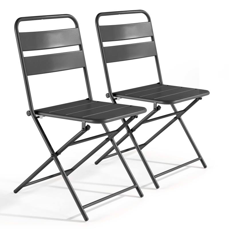 Lot de 2 chaises pliantes en acier thermolaqué