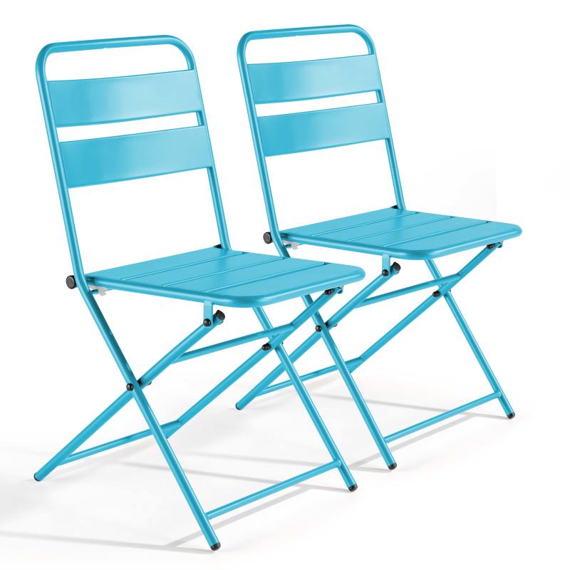 Lot de 2 chaises pliantes en acier thermolaqué