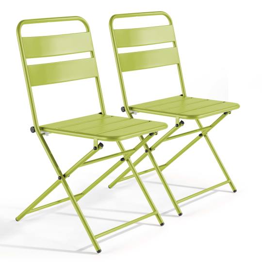 Lot de 2 chaises pliantes en acier thermolaqué
