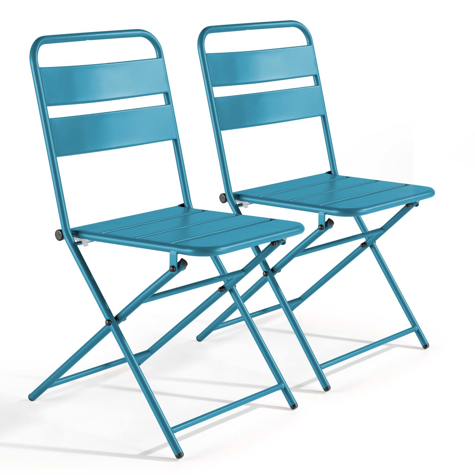 Lot de 2 chaises pliantes en acier thermolaqué