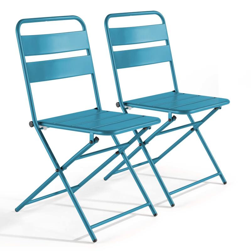 Lot de 2 chaises pliantes en acier thermolaqué