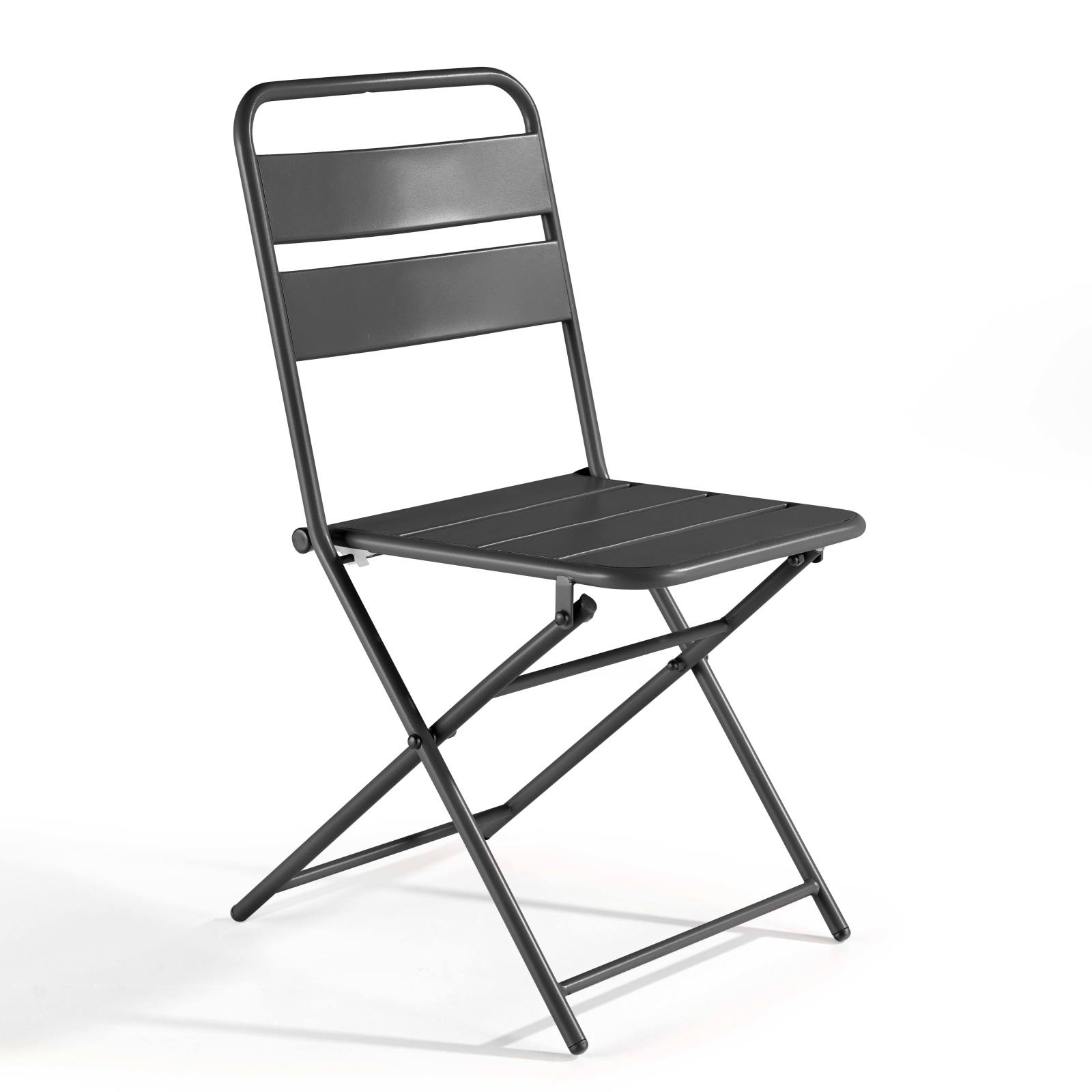 Lot de 2 chaises pliantes en acier thermolaqué Lot de 2 chaises pliantes en acier thermolaqué