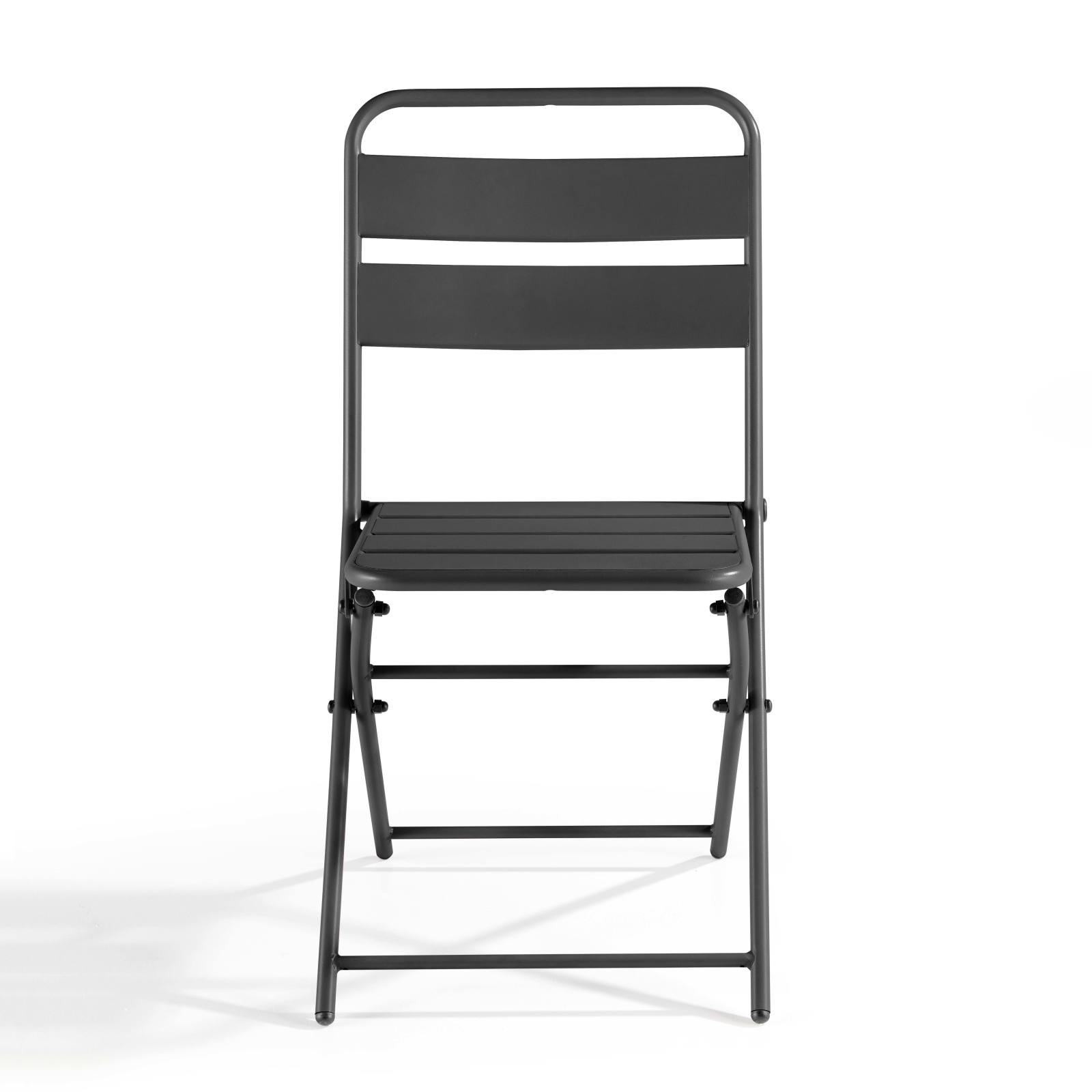 Lot de 2 chaises pliantes en acier thermolaqué Lot de 2 chaises pliantes en acier thermolaqué