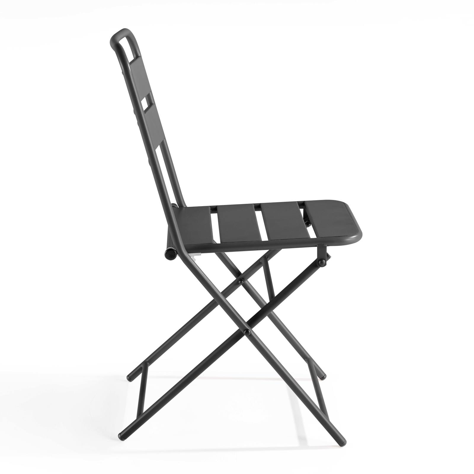 Lot de 2 chaises pliantes en acier thermolaqué Lot de 2 chaises pliantes en acier thermolaqué