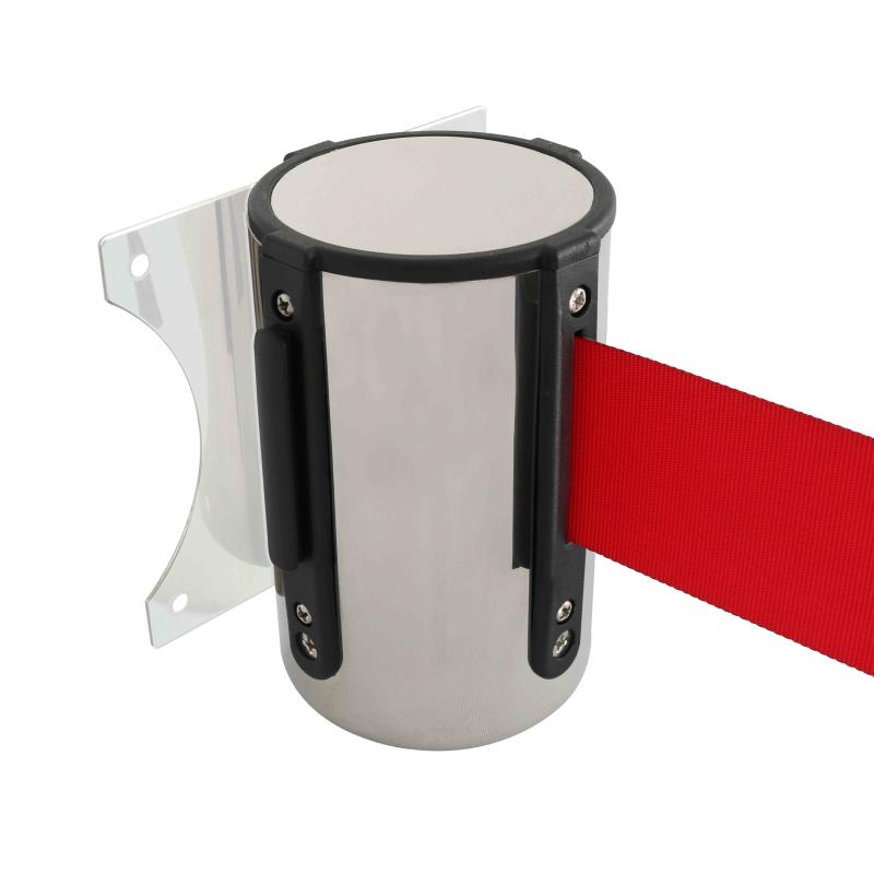 Enrouleur mural chromé sangle rouge 5 m