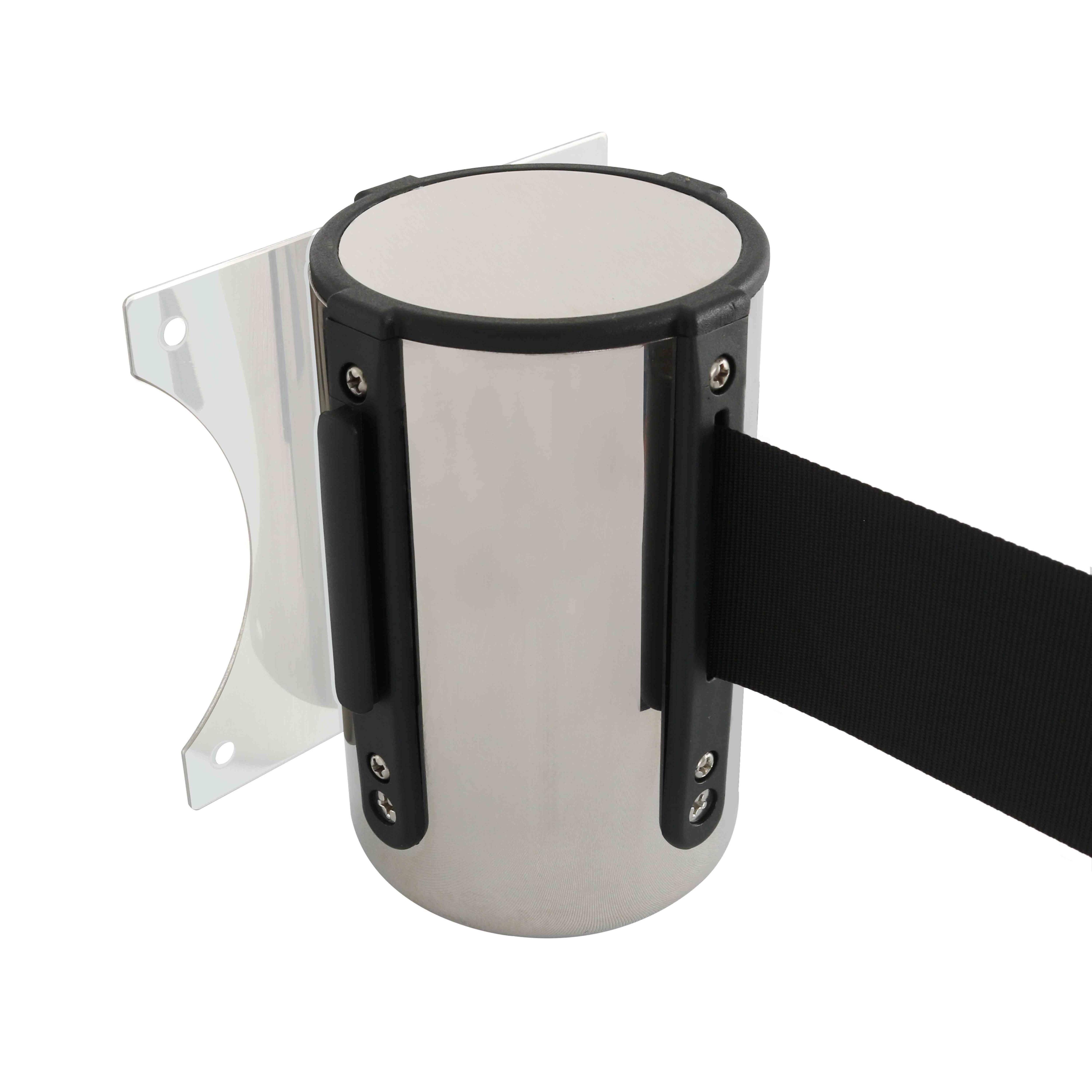 Enrouleur mural chromé sangle noire 5 m