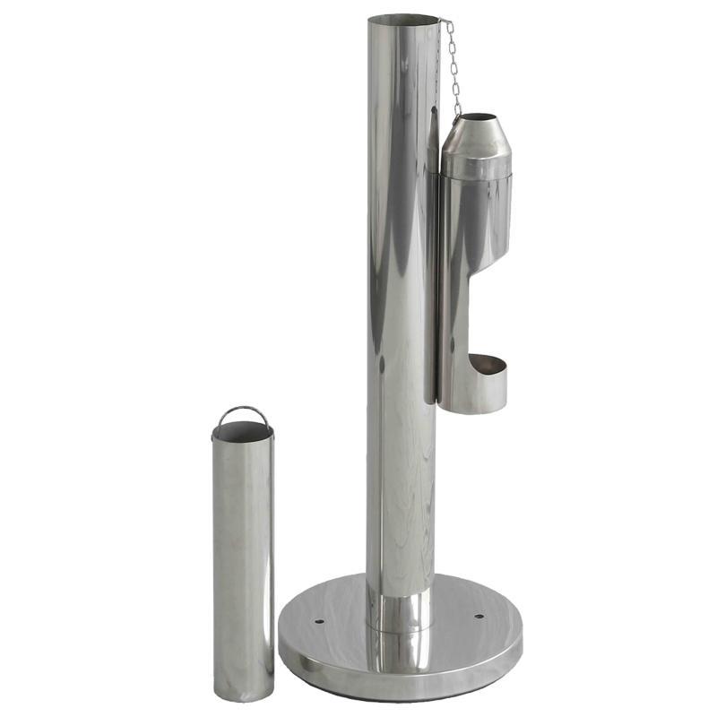 Cendrier extérieur à fixer au sol chrome