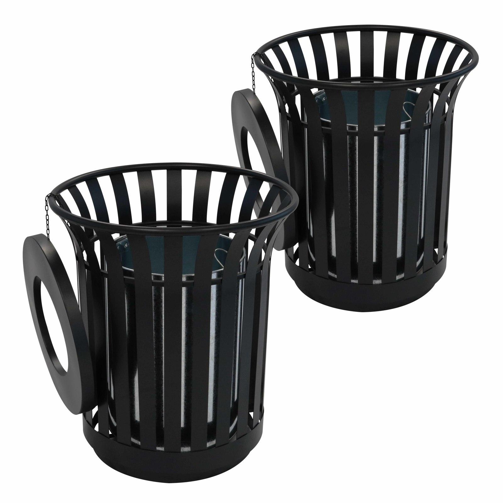 Lot de 2 poubelles d'extérieur en acier - 31L