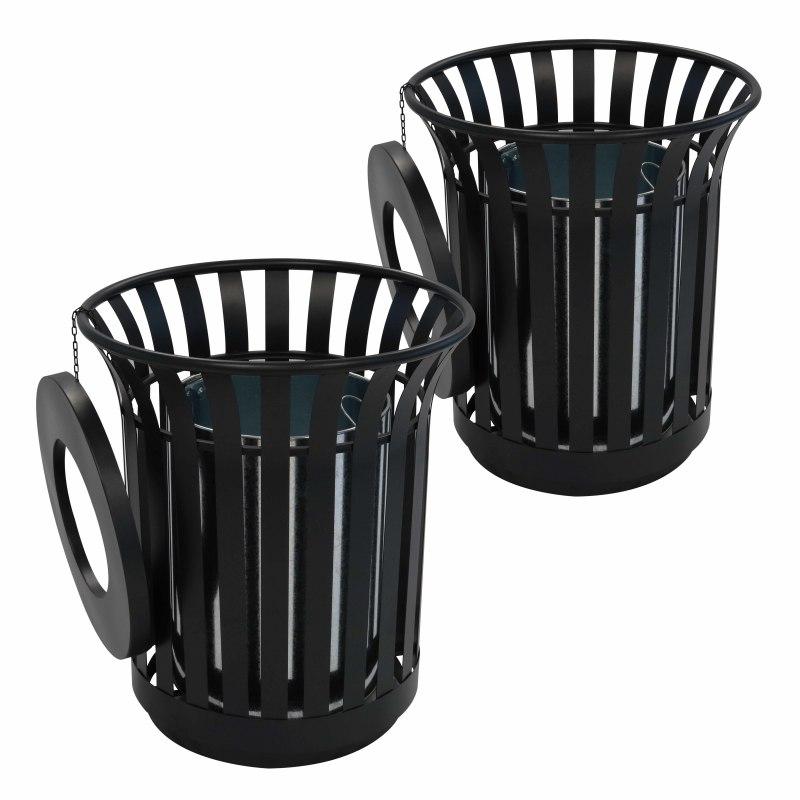 Lot de 2 poubelles d'extérieur 31 L acier galvanisé noir