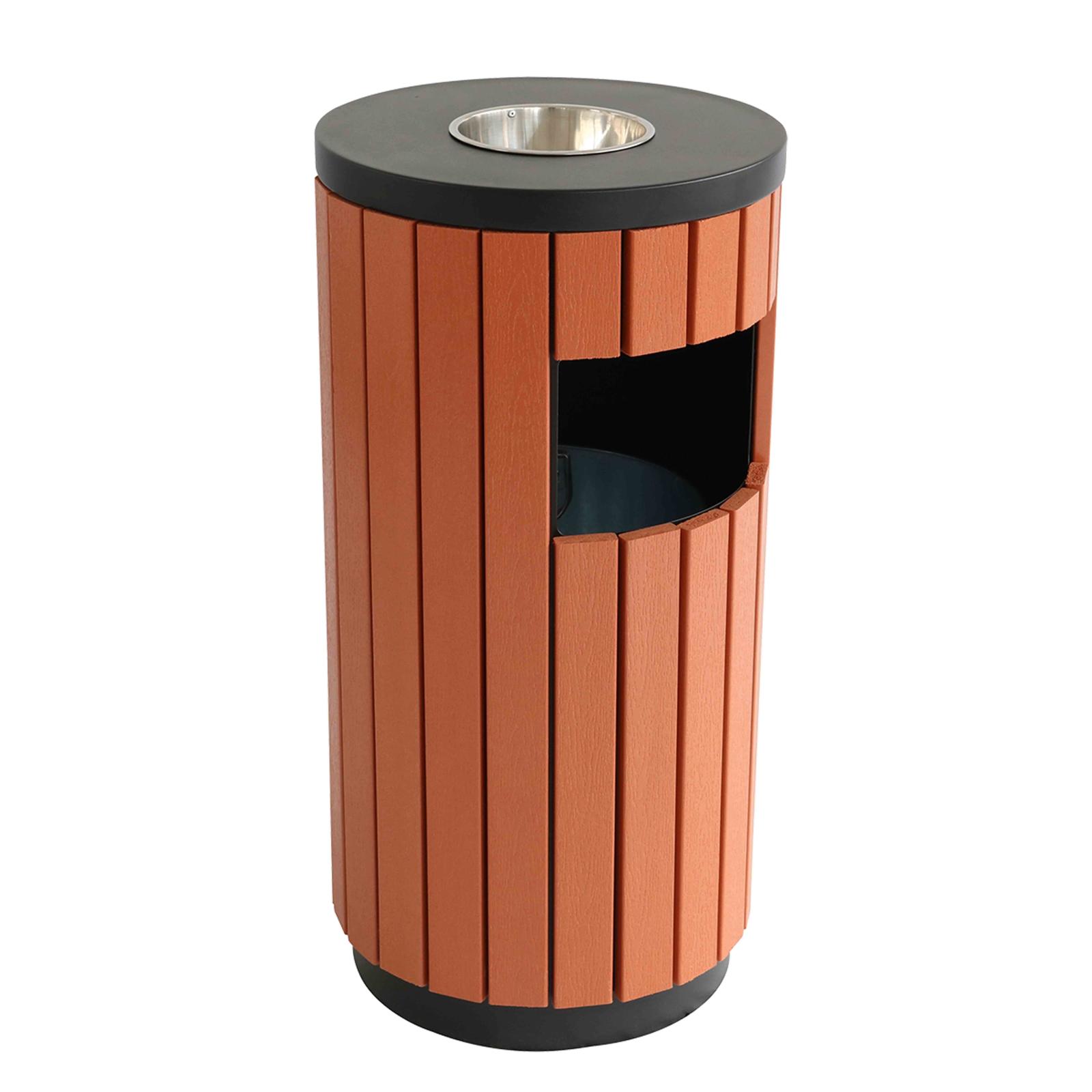 Lot de 2 poubelles bois d'extérieur + cendrier -  29 L