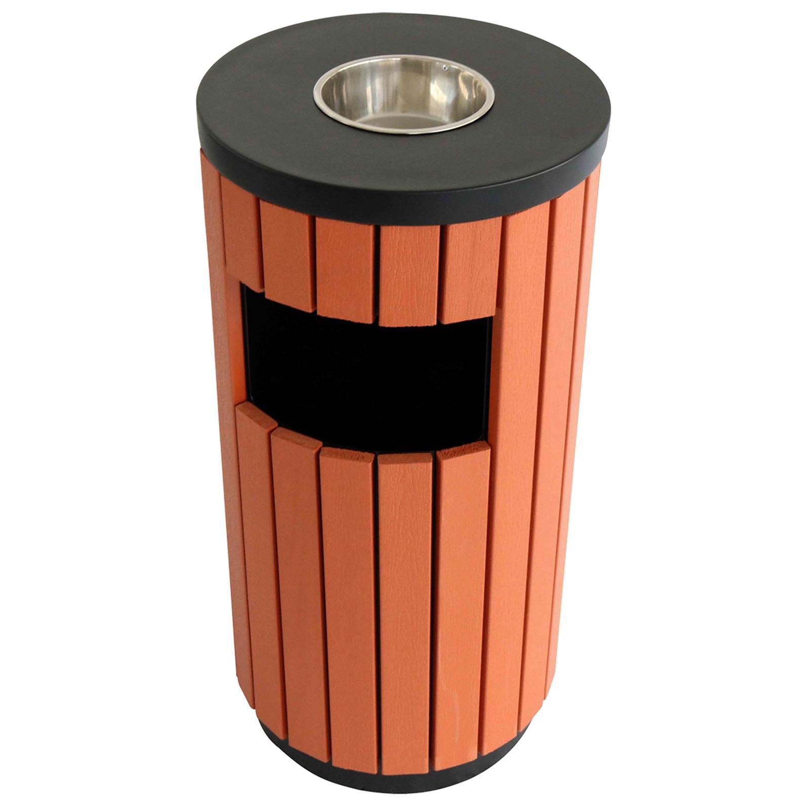 Lot de 2 poubelles bois d'extérieur + cendrier -  29 L