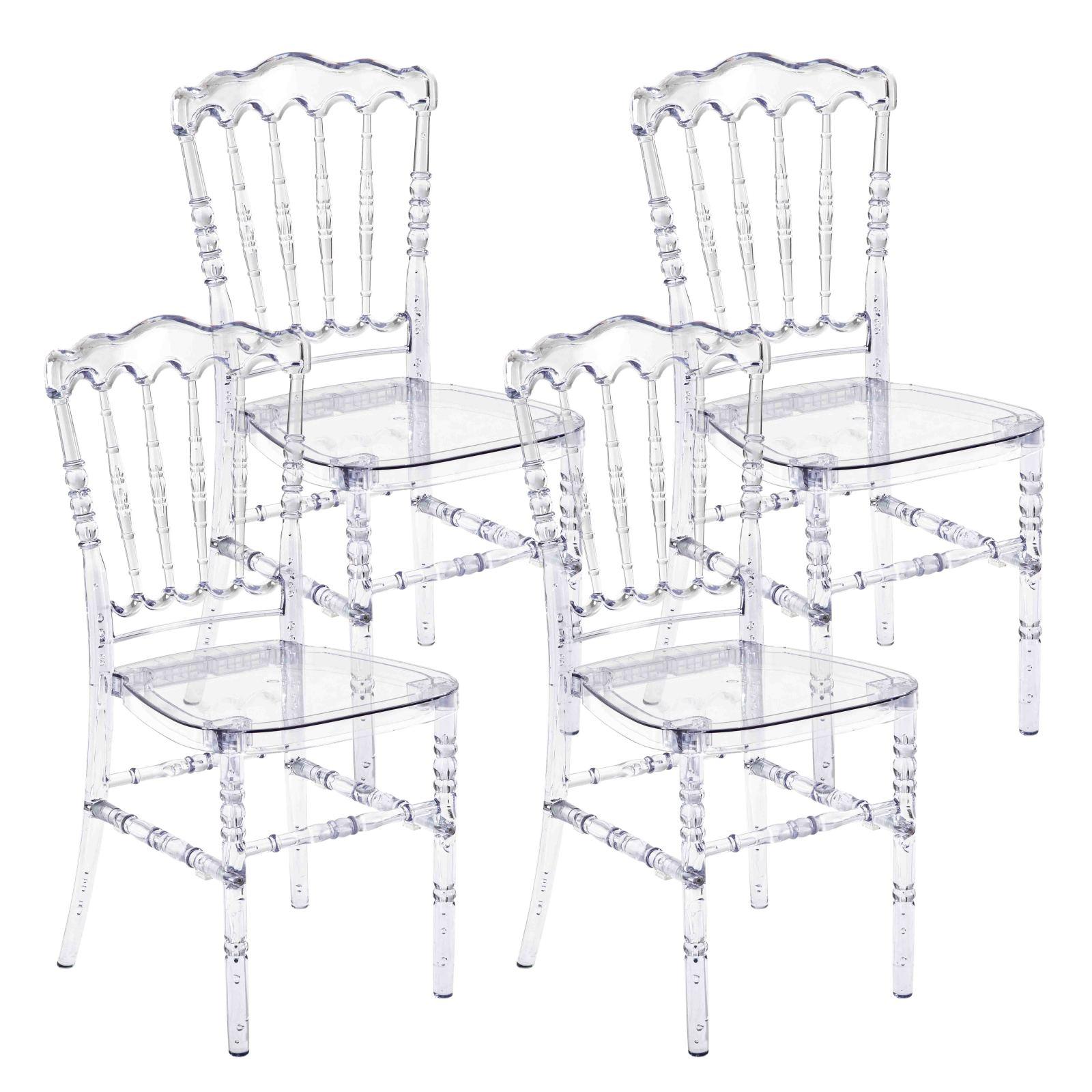 Lot de 4 chaises transparentes ajourées