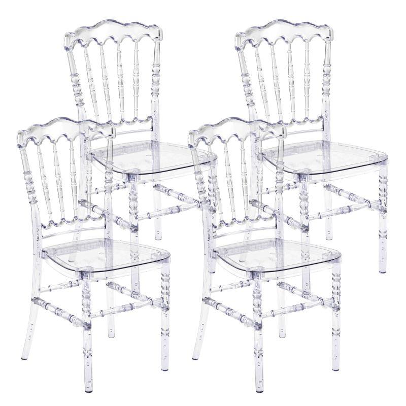 Lot de 4 chaises transparentes ajourées
