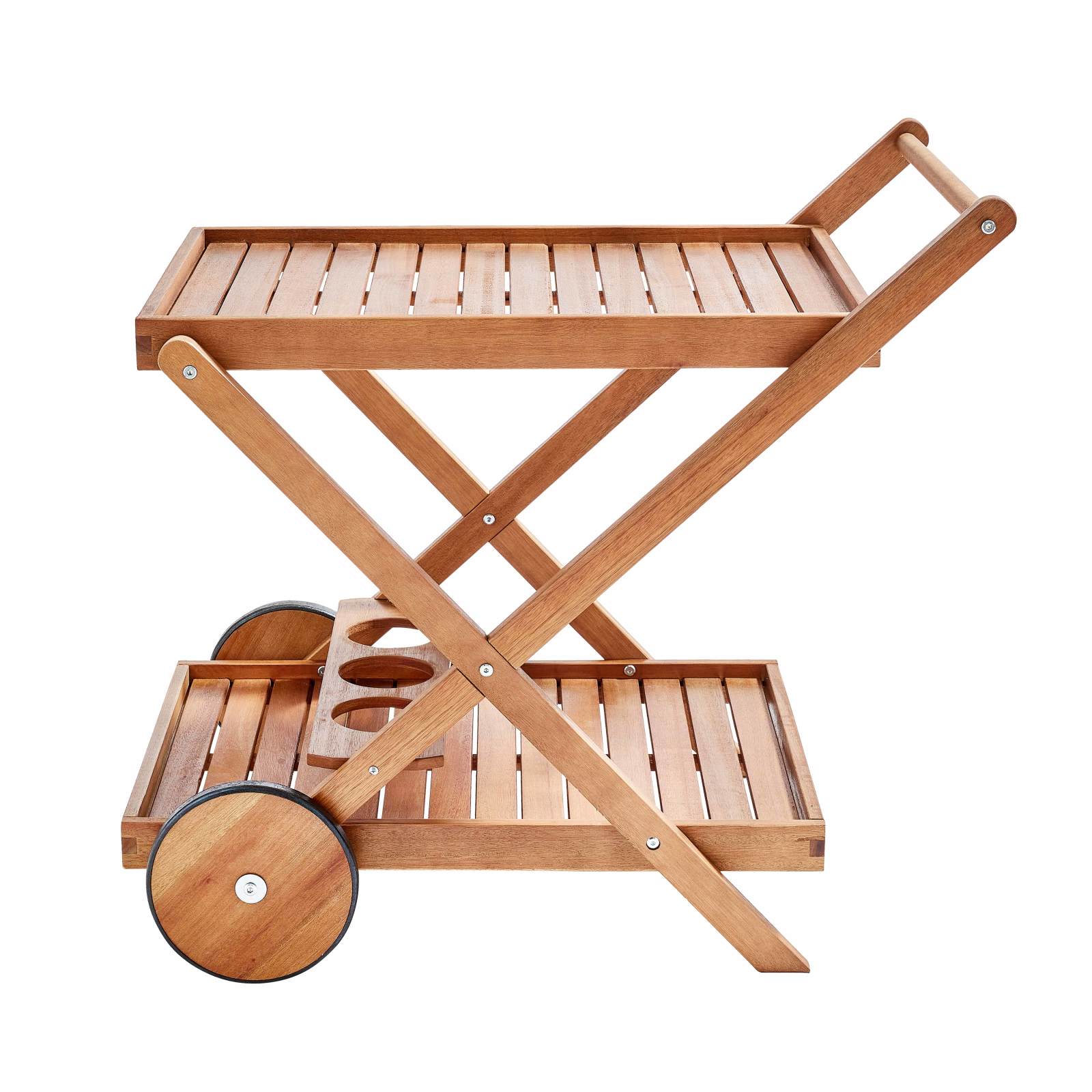 Desserte à roulette en bois d'eucalyptus Desserte à roulette en bois d'eucalyptus