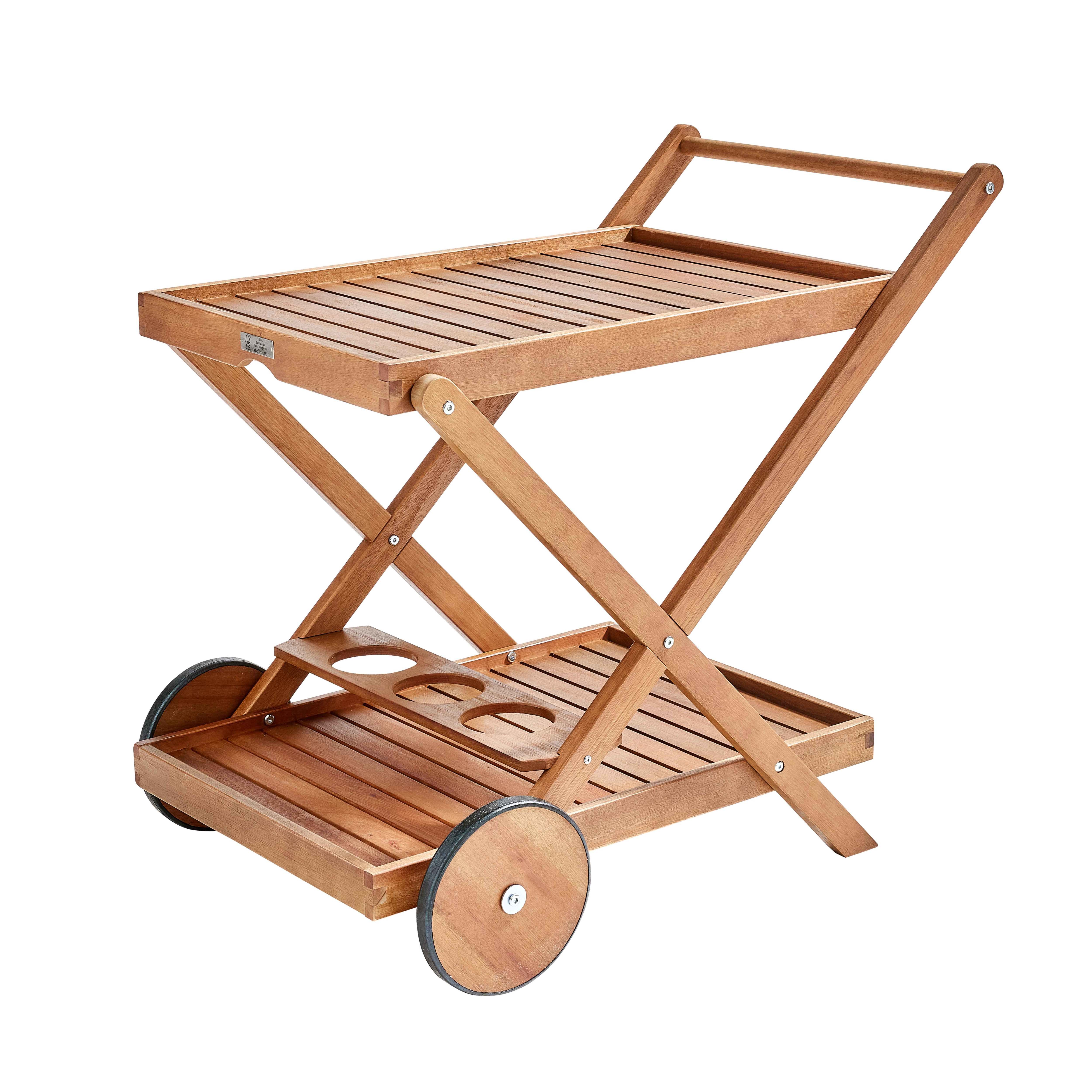 Desserte à roulettes de terrasse en bois d'eucalyptus FSC